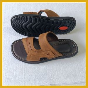 Dép nam Quai ngang Da bò 2 quai ngangThời trang Trẻ Đep DM221 may đế rất bền