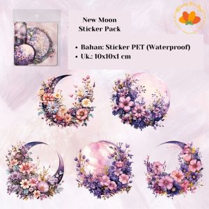 STOK TERBATAS stiker bulan floral bunga floral aesthetic sticker pack stiker dekorasi journal scrapbook diy