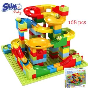 Mainan Anak Balok Susun Block Brick Marble Race Run Kelereng 168 pcs