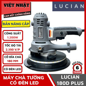 Máy chà tường có đèn Lucian LC-180D Plus có đèn Led công suất lớn 1.200W đường kính nhám 180mm hút bụi tự động - Máy xoa chà tường cũ để sơn mịn chính hãng giá rẻ