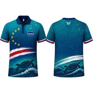 [Local Stock] HBESTY  Mens Cape Verde Flag Print Polo Shirt  New Outdoor Sports Short-Sleeve Shirt Men Women Summer Breathable Quick-Drying Top