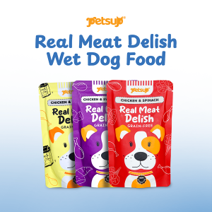 Petsup Real Meat Delish Wet Dog Food 85g High Protein Meal Immunity Boost Chicken Sweet Potato Goat Milk Spinach Flavors For Dog and Puppy