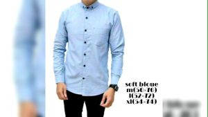 Kemeja Polos Soft Blue Biru Muda Lengan Panjang | Kemeja Kasual