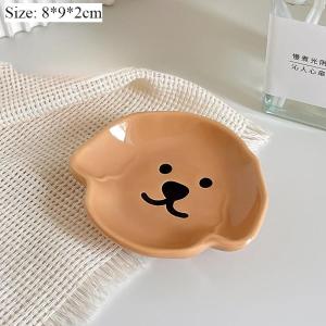 Ceramic Paint Palette Cute Pet Puppy Bear Washing Brush Plate Mini Portable Paint Tray Watercolor Painting Nail Art Supplies