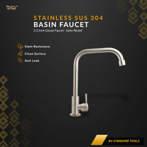Keran Sink Angsa Wastafel Tanam Kotak SUS 304 Rotating Tap Basin Faucet FCT-170SV