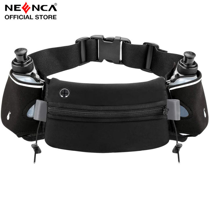 NEENCA Hydration Running Belt with Water Bottles(2 x 300ML), Reflective  Running Waist Bag Bum Bag Adjustable Sports Waist Pouch for Marathon  Running