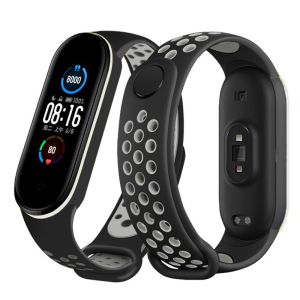 For Xiaomi Mi Band 7 Strap Mi Band 6 Strap Mi Band 5 Strap Mi Band 4 Strap Mi Band 3 Strap Xiaomi Smartwatch Sport Silicone Strap for Mi Band 7 6 5 4 3 Two-Tone Wristband