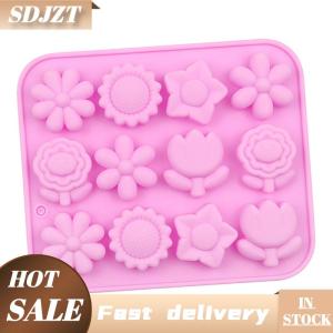 SDJZT Bánh Mousse khuôn hoa hồng hoa cúc Silicone Baking Pan Ice Cube khay sô cô la Kẹo Jelly Ice Cube Muffin handmade xà phòng