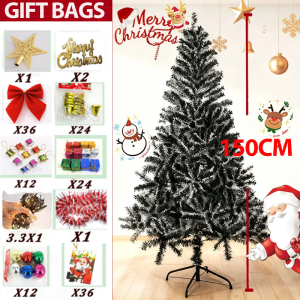 Upgrade Free 3m Light belt 4/5/6/7FT Snow Flocked Christmas Tree High Quality XMas Decor Snow Tree With Metal Stand 2025 Artificial Snowflake Xmas Tree Set Makapal ornaments