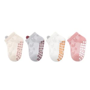 LUSIT 4Pairs/Set Bông Tất trẻ em Thoáng khí Tất ngắn lưới cho bé Chất lượng cao Phim hoạt hình Tất đi sàn cho bé trai bé gái Xuân Hè