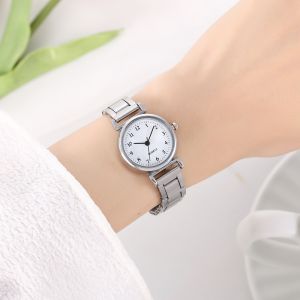 BDO Đồng hồ quartz nữ phong cách tối giản thanh lịch dây thép không gỉ màu vàng hồng mặt số đen cổ điển