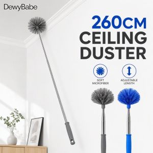 Telescopic Ceiling Duster Cobweb Cleaner Adjustable Long Handle Spider Web Brush Indoor Outdoor