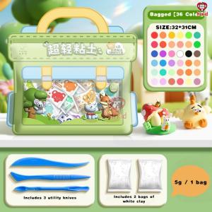 [SG Seller]Portable Bucket Pack Ultra Light Air Dry Modeling Clay Odor Free Non-Stick Hands Cartoon Sculpture Clay Toy