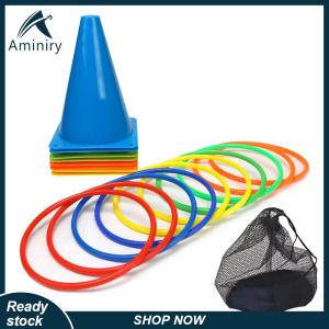 Aminiry[Love sports] Party Games Ring Toss Game Carnival Combo Set Soft Plastic Cones Ring Toss Games Throwing Game Toy For Kid Adult