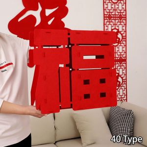 OPEAREY 1Pcs Ba chiều Đồ trang trí nhân vật Fu 30/40/50cm Dày Trang trí năm   Vải nỉ không dệt Trang trí Lễ Hội Mùa Xuân