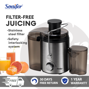 Sonifer Household Juicer Machine 400W Juice Maker 1L With Large Caliber Squeezer Juicer for Fruit And Vegetable Blender for shake Juice Mixer Overheat Protection Automatic Pulp Ejection