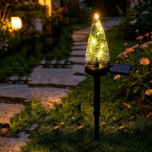 CHANBAEK Simulated Solar Christmas Tree Lights Waterproof Creative Landscape Lawn Lamp Holiday Decoration Warm/Colorful Light Garden Solar Lights Outdoor Courtyard