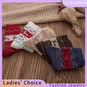 [COD] liuchuanbing Jewellery 1 Cặp Hươu Patterned phụ nữ in vớ dày thích hợp cho ấm áp mềm mại thoải mái giáng sinh vớ mùa thu mùa đông vớ