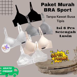 (PROMO CUCI GUDANG 3 PCS) Bra BH Sport meymey / Sport Bra / Bra mey mey / Pakaian dalam wanita tanpa kawat / Spor bra tanpa kawat / Dalaman wanita tanpa kawat dan busa high quality / bra tanpa busa / bra wanita