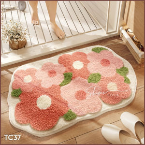 TC37 Thảm lau chân 3D biển hoa mùa xuân thảm chùi chân decor siêu thấm hút chống trượt phòng ngủ phòng khách nhà tắm