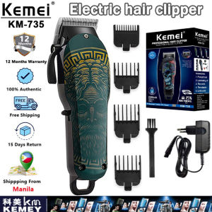 Kemei KM-735 Rechargeable Hair Clipper For Men Professional Electric Haircut Machine Cordless Hair Trimmer 2200Ma（Black）