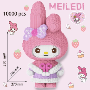 53cm Mainan bricks mini 11000pcs Kuromi / 10000pcs Melody Mainan Anak Mainan Edukasi DIY 3D Puzzle Nano Block Blok Susun Kartun