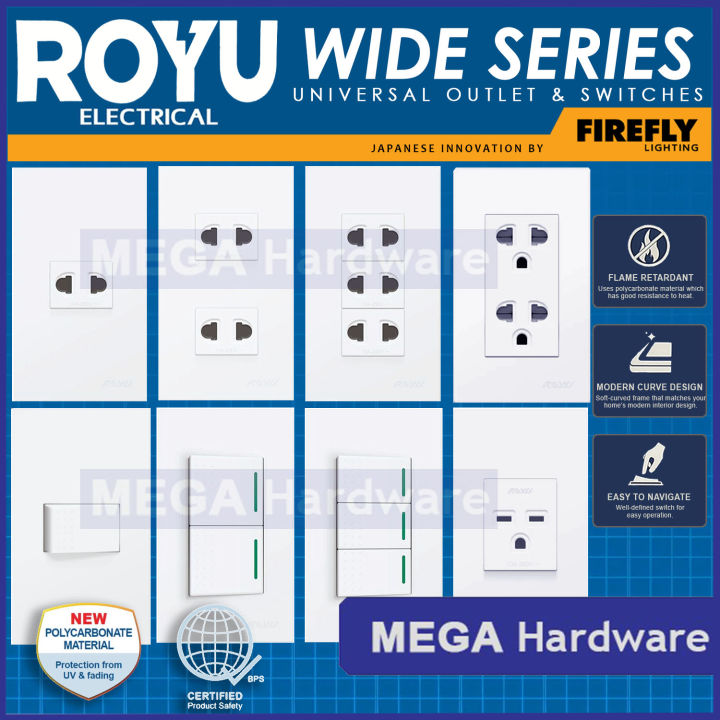 Royu Rwp2 ROYU Wide Series Universal Outlet & Switch (1 Gang, 2Gang, 3 Gang ...