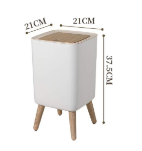 10L Trash Bin Minimalist Large Capacity Trash Bin Living Room Bedroom and Bathroom Trash Bin Pressed Type Wooden High garbage Trash Can With Cover