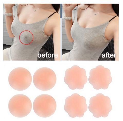 2 Packs (2 Pairs) Unisex Silicone Breast Nipple Cover Pads * Reusable  Waterproof Self-Adhesive Nipple Covers