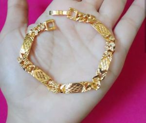 GELANG TANGAN PLAT GOLD ANTI LUNTUR PERHIASAN WANITA DEWASA XUPING