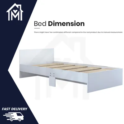 ISTER Classic Wooden Single Bed frame with drawers / Pull Out Bed / Bedframe with headboard