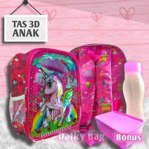 Dafky Bag - Promo tas ransel anak tk sd perempuan karakter kartun murah lucu model 3D / Timbul Dengan Lampu LED Cocok Untuk anak