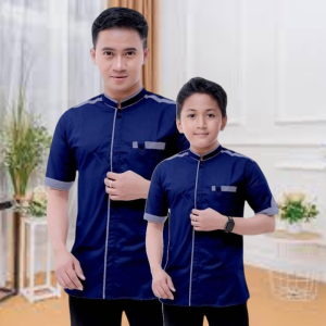 FH Couple Baju Koko Ayah Dan Anak Lengan Pendek Kemko motif Yisunsin