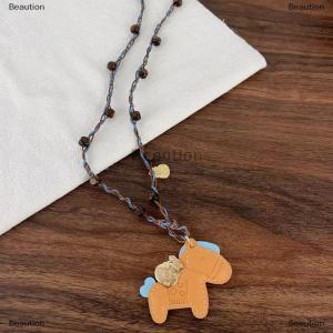 [COD] Beaution Vintage Fashion Beading Leather Horse Necklace For Women Pendant Long Neck Chain Sweater Clavicle Chain Jewelry Accessories Gift