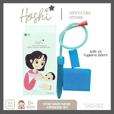 Hoshi Baby Snot Sucker Nasal Aspirator Nose Cleaner Suction Syringe with 24 Hygiene Filters 0Mos+