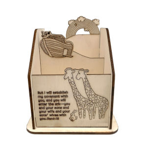 【6 Designs】DIY Coloring Wooden Pencil Holder  Hosanna  Armor  Holy Night  Noahs Ark  David and Goliath  Christian Sunday School Goods for Kids