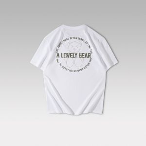 HLA Cute Bear Series Icy Cotton Lovely Bear Printing Slight Wide Short Sleeve T-Shirt Men (White) Simple and comfortable Hla Bear T Shirt Bear Helmet The Leather Bear - Lazada