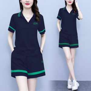 ELF TRIBE Cotton 2-piece Suit for Women Korean Short Sleeve T-shirt & Shorts Sports Casual Suit