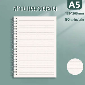 สมุดบันทึกแบบเกลียว A5/B5 80 แผ่น มีทั้งตาราง เส้นบรรทัด และหน้าเปล่า สำหรับนักเรียนหรือใช้งานสำนักงาน คุณภาพพรีเมียม