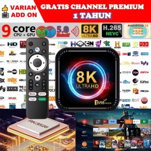 STB Android 13 Smart TV Box Android TV98 Voice Remote Ram 4GB Rom 64GB 4/64 Unlock Full Channel TV Iflix Tanpa Bayar Bulanan GRATIS Rockchip RK3528 Quad Core Dual Wifi Bluetooth