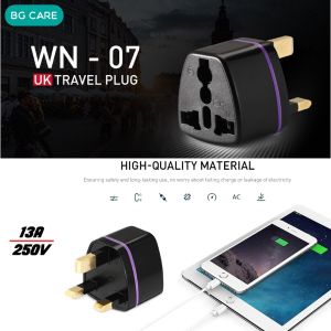 Travel Adaptor | Home Wall Charge Socket ADapter WN - 07 UK Standard 3 Pin Plug ABS material Universal 13Amp Adaptor USB