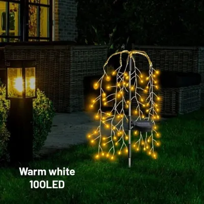 LED Solar Firework Light 8 Lighting Modes Outdoor Waterproof Solar Power Willow Trees Lights For Garden Lawn Courtyards Decor