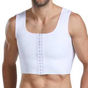 JHHB Men Body Shapers Chest Compression Corset Seamless Building Corrector Posture Shaper Back Support Vest with Hooks