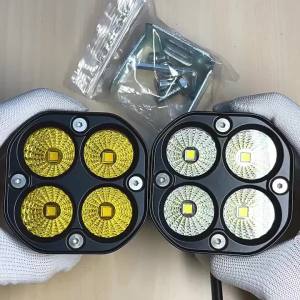 Car Motorcycle LED Spotlight Work Light 40W Off-road High and Low Beam Front Bumper Auxiliary White Yellow Diffused Headlight