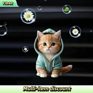 YIBAR 1PC Hoodie Kitten Finished Ventilating Clip Car Decoration Aromatreatment Acrylic Accessories