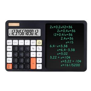 12 Digit Solar Calculator Large Screen Display Power Business Office Finance Accounting Calculator With Writing Board