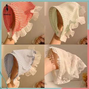 ส่วนลด 10 บาท สำหรับการซื้อ 1 ชิ้น ที่คาดผมแฟชั่นผ้าโพกศีรษะสามเหลี่ยมลายสก๊อตลูกไม้หรูหราสำหรับผู้หญิงเด็กผู้หญิงที่คาดผมอารมณ์หวานเครื่องประดับผม