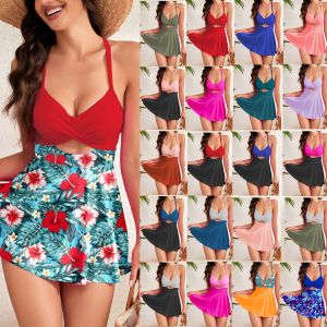 Swimsuit women new tankini explosion split cross skirt swimsuit tankini bikini Floral one-piece swimsuit