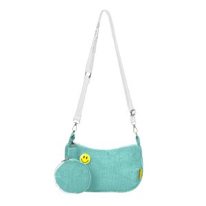 Tas Selempang Sling Bag Corduroy wanita casual Laura Free Pin Smile & Boneka