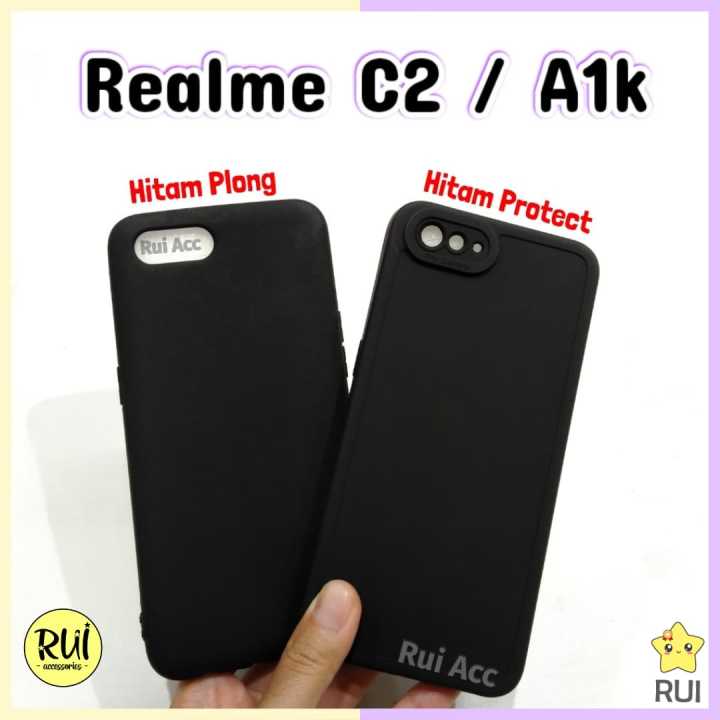 Case Hitam Lentur Realme C2 Oppo A1k Black Matte Softcase Polos